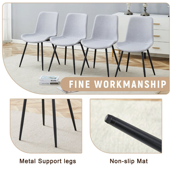 English Elm Table and Chair Set for Eight with Two-tone Mdf Top Storage Shelf Linen Seats Black, Light Gray, Wood W1151S03452