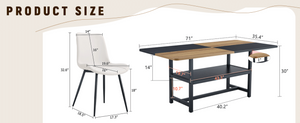 English Elm Table and Six Chair Dining Set Two-tone Mdf Top with Built-in Shelf for Easy Storage Black, White, Wood W1151S03453