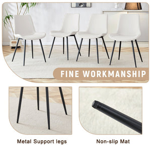 English Elm Table and Six Chair Dining Set Two-tone Mdf Top with Built-in Shelf for Easy Storage Black, White, Wood W1151S03453