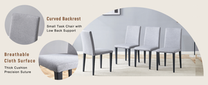 English Elm Table and Chair Set Nine Piece Dining with Storage Shelf Linen Upholstered Seating Black, Light Gray, Wood W1151S03462