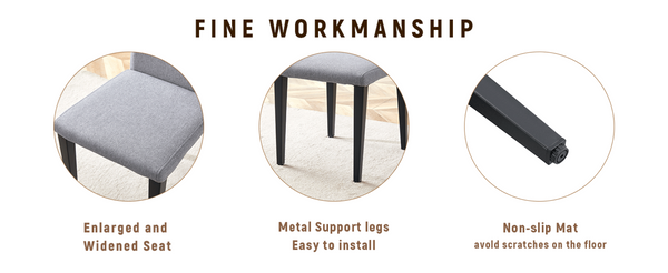 English Elm Table and Chair Set Nine Piece Dining with Storage Shelf Linen Upholstered Seating Black, Light Gray, Wood W1151S03462