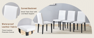English Elm Table and Chair Set Seven Piece Rectangular Dining with Storage Shelf and PU Leather Seats Wood+Black 6 Chairs - Simple W1151S03463