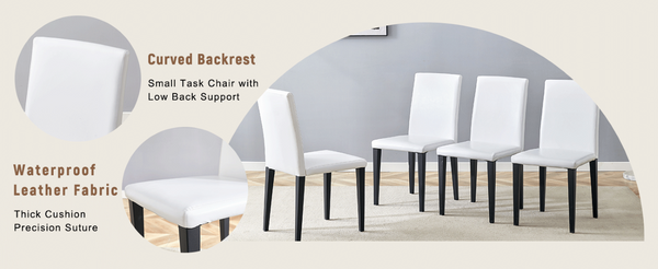 English Elm Table and Chair Set Seven Piece Rectangular Dining with Storage Shelf and PU Leather Seats Wood+Black 6 Chairs - Simple W1151S03463