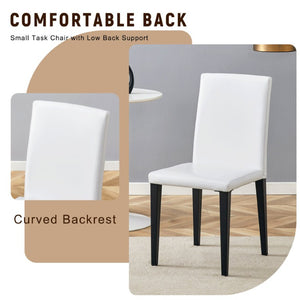 English Elm Table and Chair Set Seven Piece Rectangular Dining with Storage Shelf and PU Leather Seats Wood+Black 6 Chairs - Simple W1151S03463