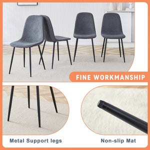 English Elm Table and Chair Set Seats Six with Storage Shelf Linen Upholstery Modern Dining Dark Gray, White+Black W1151S03493