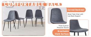English Elm Table and Chair Set Seats Six with Storage Shelf Linen Upholstery Modern Dining Dark Gray, White+Black W1151S03493