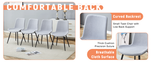 English Elm Table and Chair Set for Eight with Two-tone Mdf Top Storage Shelf Linen Seats Light Gray, White+Black W1151S03504