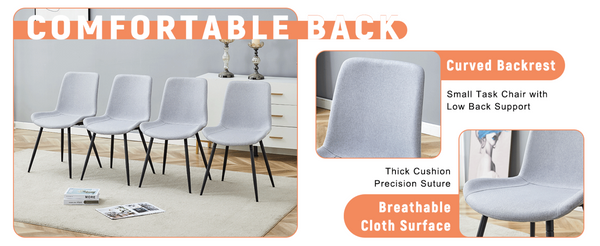 English Elm Table and Chair Set for Eight with Two-tone Mdf Top Storage Shelf Linen Seats Light Gray, White+Black W1151S03504