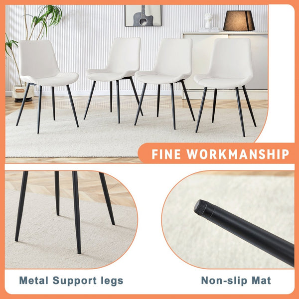 English Elm Table and Six Chair Dining Set Two-tone Mdf Top with Built-in Shelf for Easy Storage White + Black W1151S03505