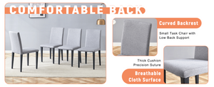 English Elm Table and Chair Set Nine Piece Dining with Storage Shelf Linen Upholstered Seating Light Gray, White+Black W1151S03510
