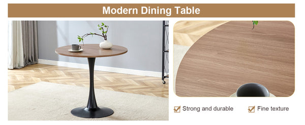 English Elm Table and Chair Set Round Walnut Top with Hourglass Base for Compact Dining Spaces W1151S03549