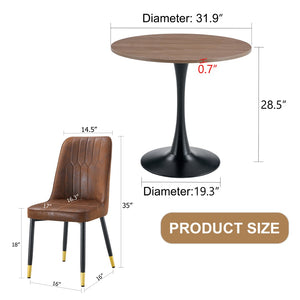 English Elm Table and Chair Set Round Walnut Top with Hourglass Base for Compact Dining Spaces W1151S03549