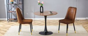 English Elm Table and Chair Set Round Walnut Top with Hourglass Base for Compact Dining Spaces W1151S03549