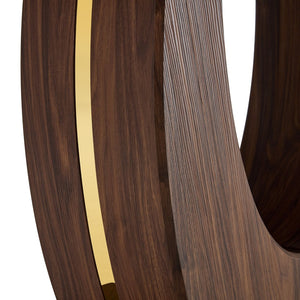 English Elm Modern Walnut Grain Mdf Dining Table with U-shaped Legs and Gold Steel Accents W1151S03679