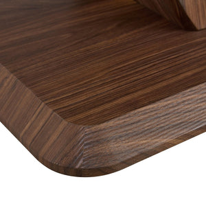 English Elm Modern Walnut Grain Mdf Dining Table with U-shaped Legs and Gold Steel Accents W1151S03679