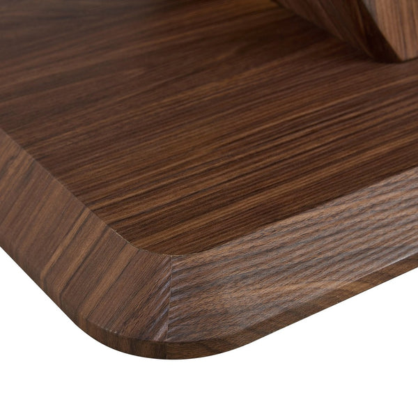 English Elm Modern Walnut Grain Mdf Dining Table with U-shaped Legs and Gold Steel Accents W1151S03679