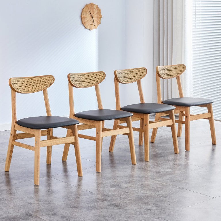 English Elm 4 Solid Wood Dining Chairs with PU Cushion Curved Back Versatile for Any Room W1151S03735