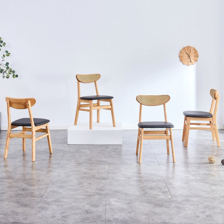 English Elm 4 Solid Wood Dining Chairs with PU Cushion Curved Back Versatile for Any Room W1151S03735