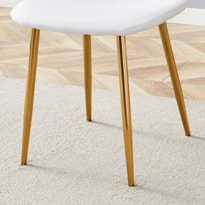 English Elm Table and Chair Set Height Adjustable Mdf Top Gold Legs Linen Dining for Studio W1151S03773