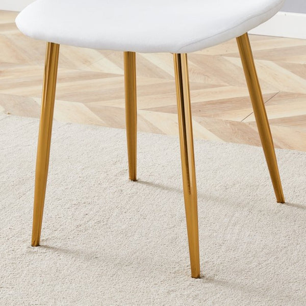 English Elm Table and Chair Set Height Adjustable Mdf Top Gold Legs Linen Dining for Studio W1151S03773