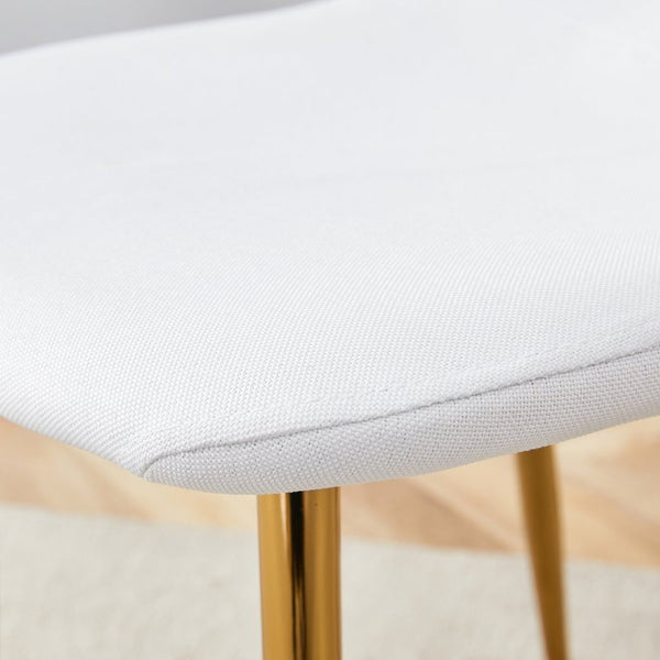 English Elm Table and Chair Set Height Adjustable Mdf Top Gold Legs Linen Dining for Studio W1151S03773