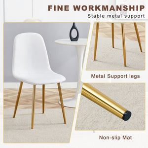 English Elm Table and Chair Set Height Adjustable Mdf Top Gold Legs Linen Dining for Studio W1151S03773