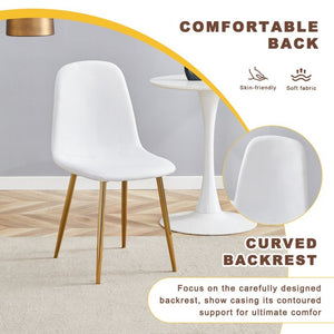 English Elm Table and Chair Set Height Adjustable Mdf Top Gold Legs Linen Dining for Studio W1151S03773