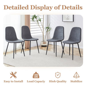 English Elm Table and Chair Set Marble Mdf Top with Six Linen Seats Iron Pipe Legs Dining W1151S03842