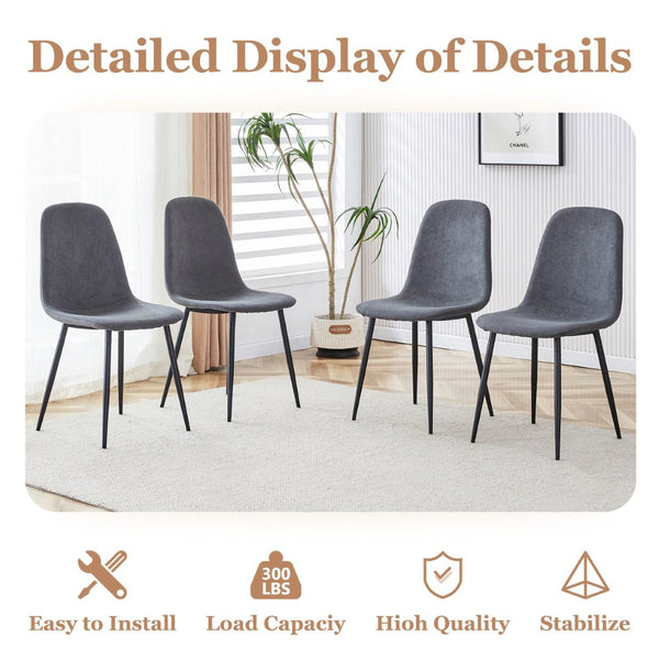 English Elm Table and Chair Set Marble Mdf Top with Six Linen Seats Iron Pipe Legs Dining W1151S03842