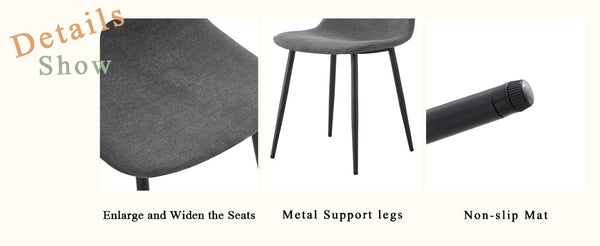 English Elm Table and Chair Set Glass Top Dining with Six Linen Upholstered Seats Wood Tone Legs W1151S03875