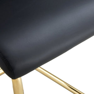 English Elm Table and Chair Set Tempered Glass Top with Six PU Leather Seats Gold Arched Legs W1151S03880