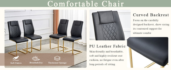 English Elm Table and Chair Set Tempered Glass Top with X Base and 8 PU Leather Dining Seats W1151S03881