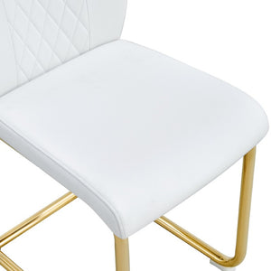 English Elm Table and Chair Set Glass Top Dining with Eight PU Seats Gold Arched Legs Modern W1151S03885