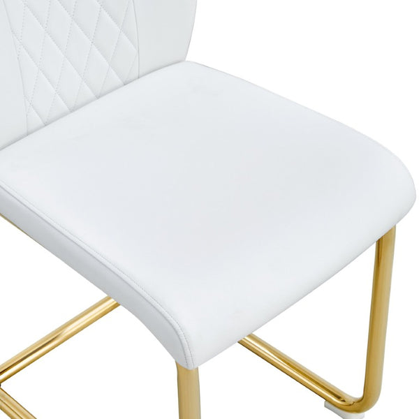 English Elm Table and Chair Set Glass Top Dining with Eight PU Seats Gold Arched Legs Modern W1151S03885