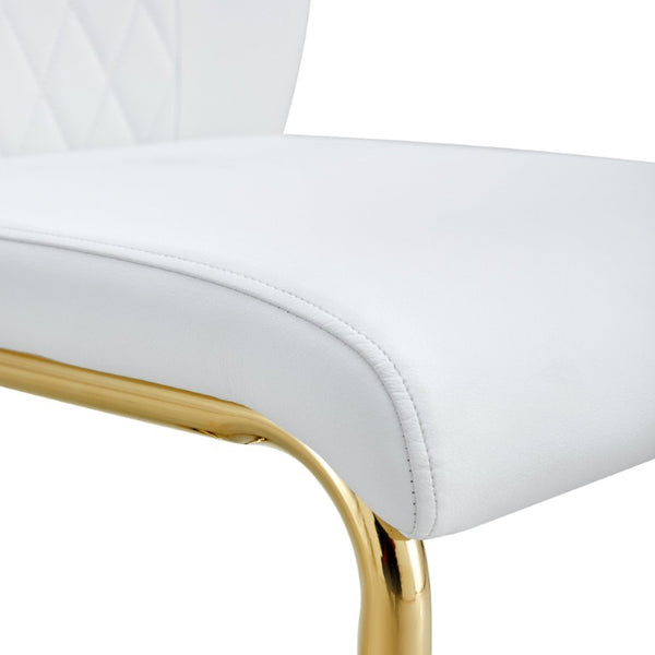 English Elm Table and Chair Set Glass Top Dining with Eight PU Seats Gold Arched Legs Modern W1151S03885