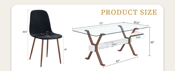 English Elm Table and Chair Set Glass Top Dining with Eight Linen Upholstered Seats Walnut Legs W1151S03895