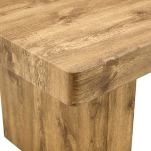 English Elm Table and Chair Set Seating Six with Wood Grain MDF Top and Upholstered Fabric Seats W1151S03904