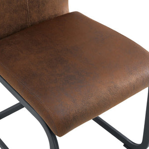 English Elm Table and Chair Set Seats Eight with Wood Grain MDF Top Suede Fabric Dining Chairs W1151S03905