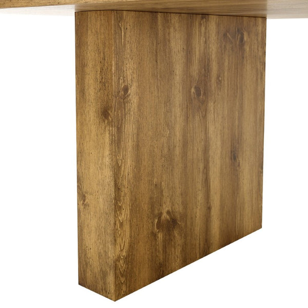 English Elm Table and Chair Set Seats Eight with Wood Grain MDF Top Suede Fabric Dining Chairs W1151S03905