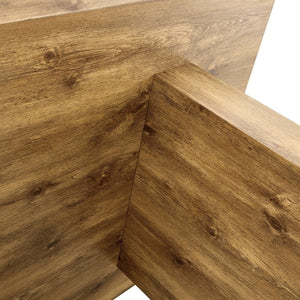 English Elm Table and Chair Set Seats Eight with Wood Grain MDF Top Suede Fabric Dining Chairs W1151S03905