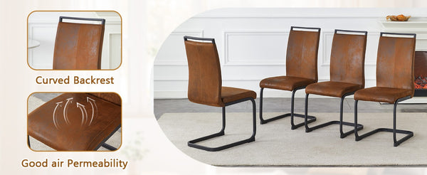 English Elm Table and Chair Set Seats Eight with Wood Grain MDF Top Suede Fabric Dining Chairs W1151S03905