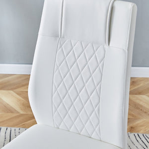 English Elm Table and Chair Set 71 Inch Tempered Glass Dining for Six with Silver Fork Legs White + Silver W1151S03972