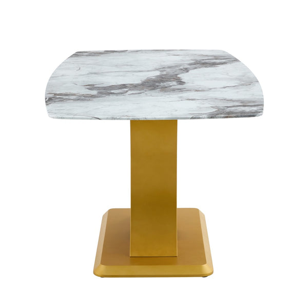 English Elm A Marble Glass Rectangular Dining Table with Gold Mdf Legs Seats Six in Style W1151S03998