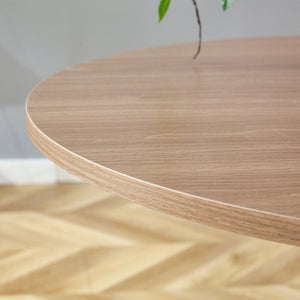 English Elm Table and Chair Set Round Walnut Top with Hourglass Legs Seats Four Compact Dining W1151S04084