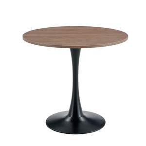English Elm Table and Chair Set Round Walnut Top with Hourglass Legs Seats Four Compact Dining W1151S04084