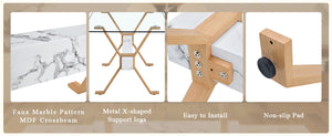 English Elm Table and Chair Set Large Glass Top Dining with X Base and 8 Upholstered Seats W1151S04094