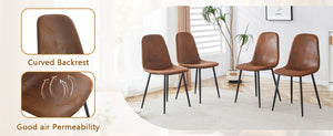 English Elm Table and Chair Set Seats 8 with Wood Grain MDF Top and Upholstered Fabric Dining Chairs W1151S04096