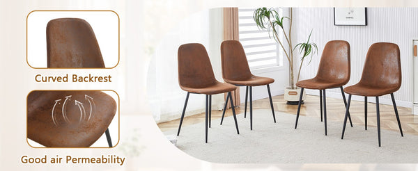 English Elm Table and Chair Set Seats 8 with Wood Grain MDF Top and Upholstered Fabric Dining Chairs W1151S04096