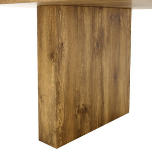 English Elm Table and Chair Set Seats 8 with Wood Grain MDF Top and Upholstered Fabric Dining Chairs W1151S04096