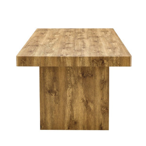 English Elm Table and Chair Set Seats 8 with Wood Grain MDF Top and Upholstered Fabric Dining Chairs W1151S04096